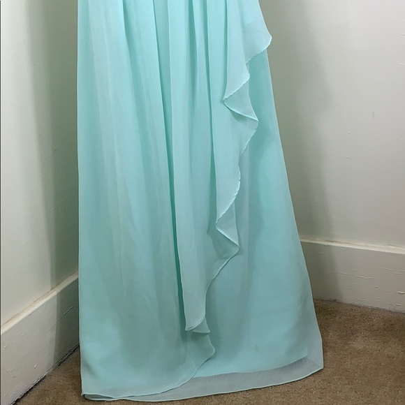 David’s Bridal Strapless Chiffon Dress in Mint - Picture 4 of 8